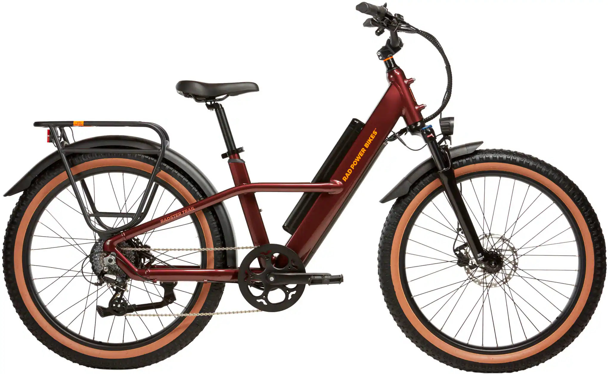 Rad Power Bikes - Radster Trail - Ebike w/ 65 miles max operating range & 28 mph max speed - Large - Copper Red