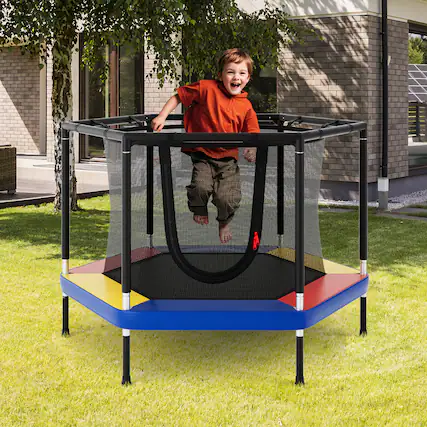 Front. Gymax - Gymax 48'' Recreational Trampoline for Kids 4 FT Indoor & Outdoor Trampoline - Colorful.
