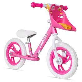 JOYSTAR - Roadster 12" Kids Balance Bike for Boys Girls Ages 2-5, Toddler Balance Bikes with Footrest & Doll Seat - Pink