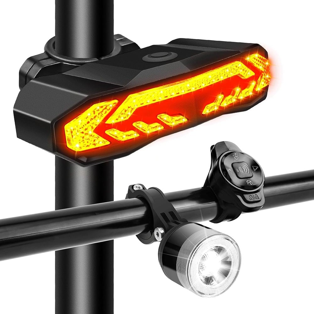 RTMB - USB Rechargeable Bike Turn Signal Set, Front & Rear, Waterproof - red,black