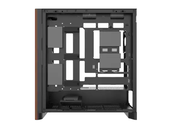 Front. Thermaltake - Thermaltake S370 WS Mid Tower - Wood Trim, 4x120mm Fans, 360mm Rad, 410mm GPU - Wood Front Trim.