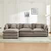 Front. KERDOM - Deep Seat Sectional 3 Seat Sofa Set with 1 Ottoman Movable & Pillows, Sleeper Sofa Bed Chaise Longue L Shaped Couch - Grey.