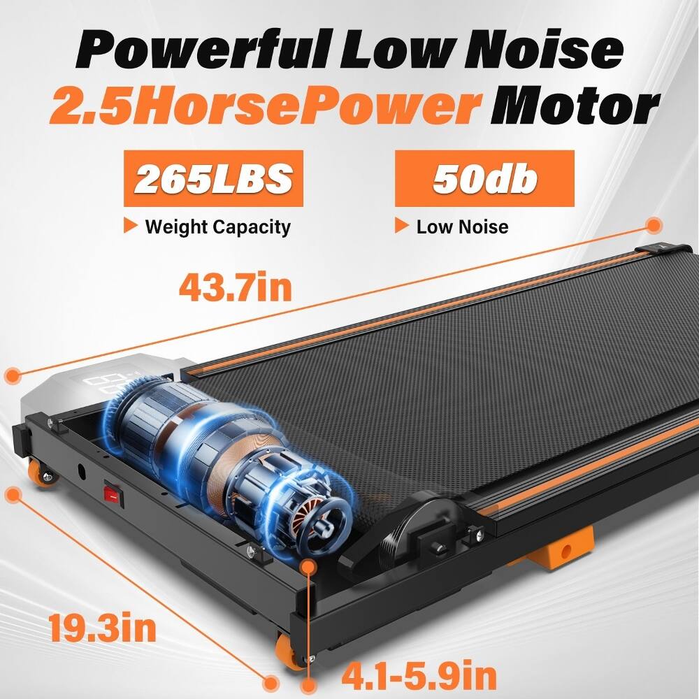 Powerful Low Noise 2.5 Horsepower Motor  
265LBS Weight Capacity  
50db Low Noise  
43.7in x 19.3in x 4.1-5.9in