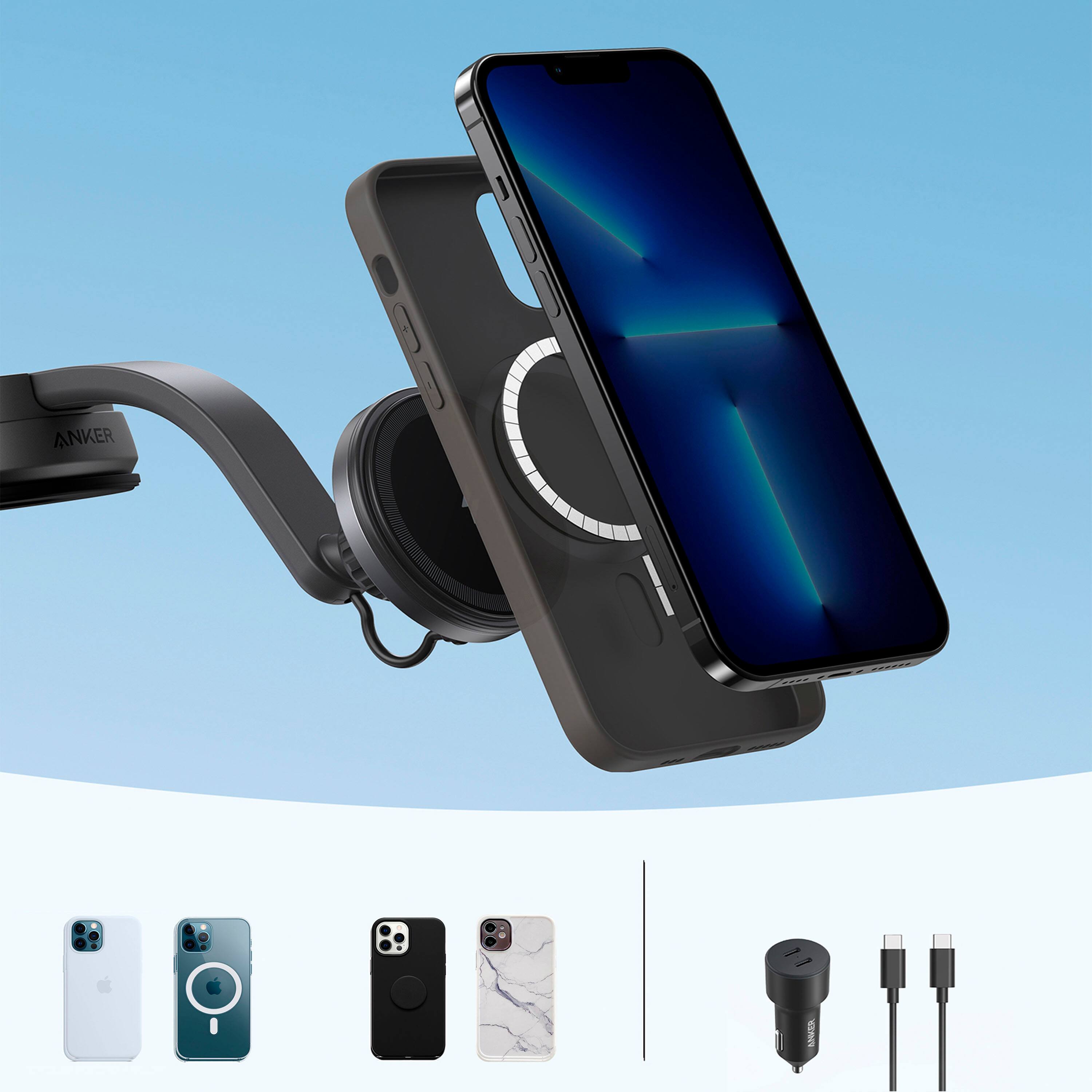 The image features a variety of cell phone cases and accessories, including a case for an iPhone. The cases are displayed in a way that showcases the different designs and colors available. The image also includes a close-up of a phone case, as well as a picture of a phone case on a phone. Additionally, there is a picture of a phone case on a phone stand, emphasizing the versatility of these cases and accessories.