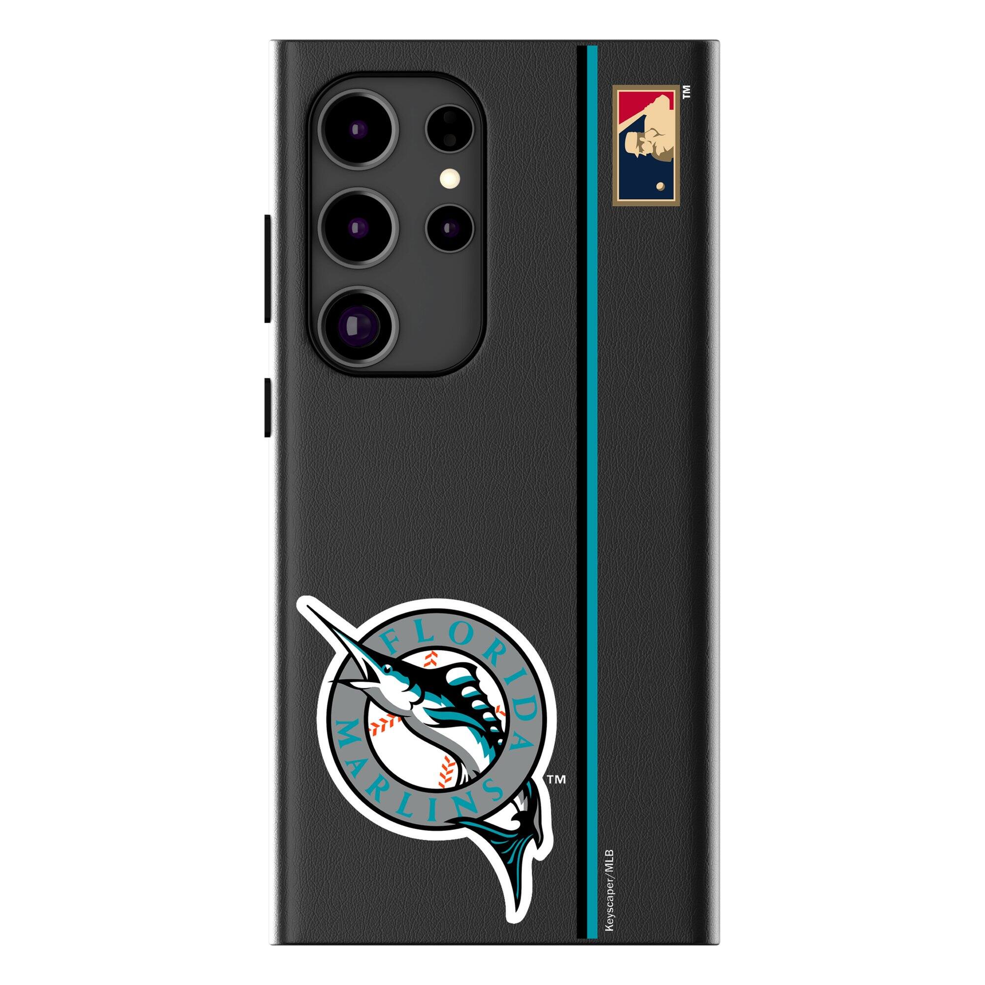 Front. Keyscaper - Florida Marlins Galaxy Magnetic Bump Case - S25 Ultra - Black.