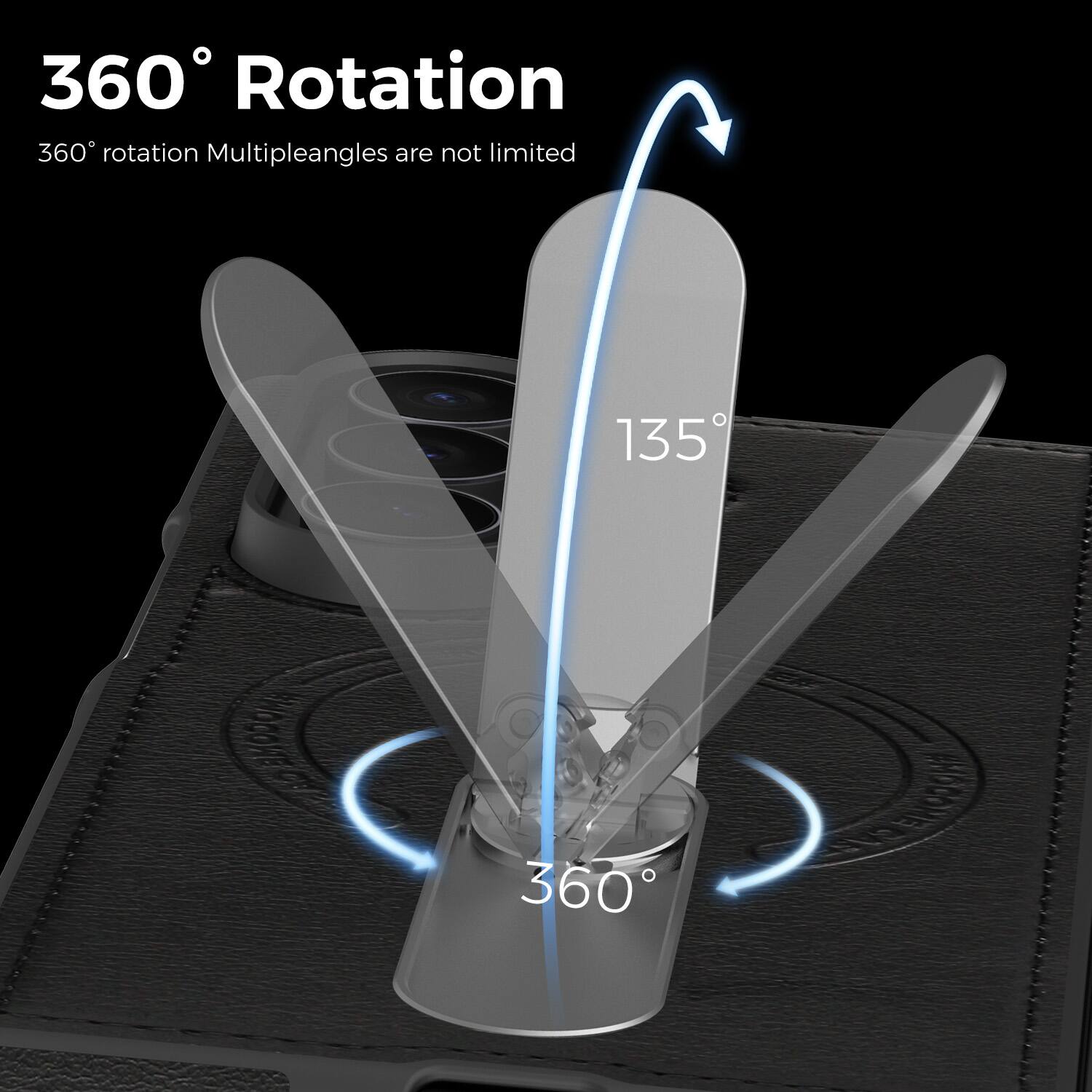 360° Rotation  
360° rotation Multiple angles are not limited  
135°  
360°