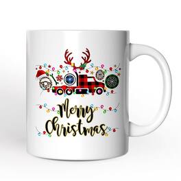 OrnamentallyYou - Truck Driver and Logistics Buffalo Plaid Christmas Mug, Freight Delivery and Dispatcher - White