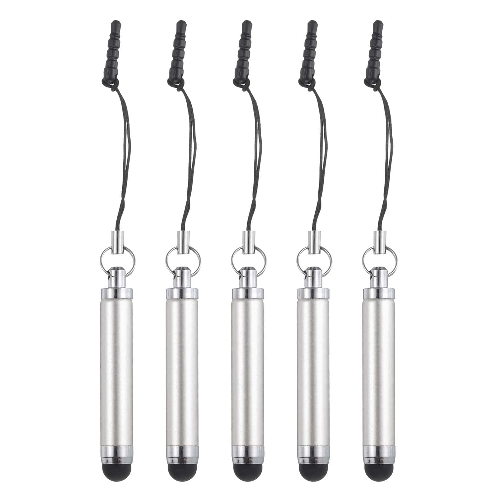 Unique Bargains - 5pcs Metallic Stylus Pen Retractable Aluminum Alloy Mini Capacitive Pens for Universal All Touch Screen Devices - Gray