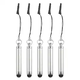 Unique Bargains - 5pcs Metallic Stylus Pen Retractable Aluminum Alloy Mini Capacitive Pens for Universal All Touch Screen Devices - Gray