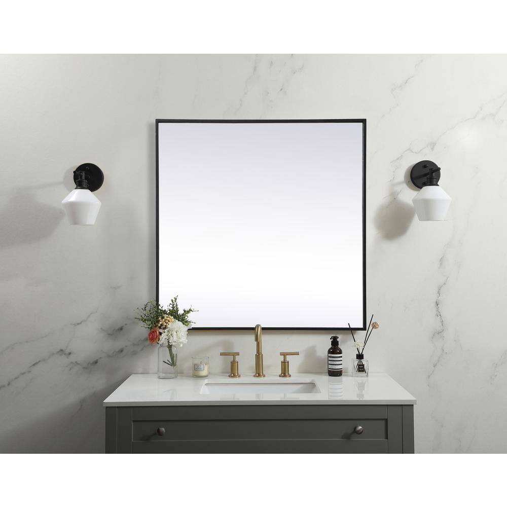 Elegant Decor - Metal Frame Square Mirror 30 inch - Black