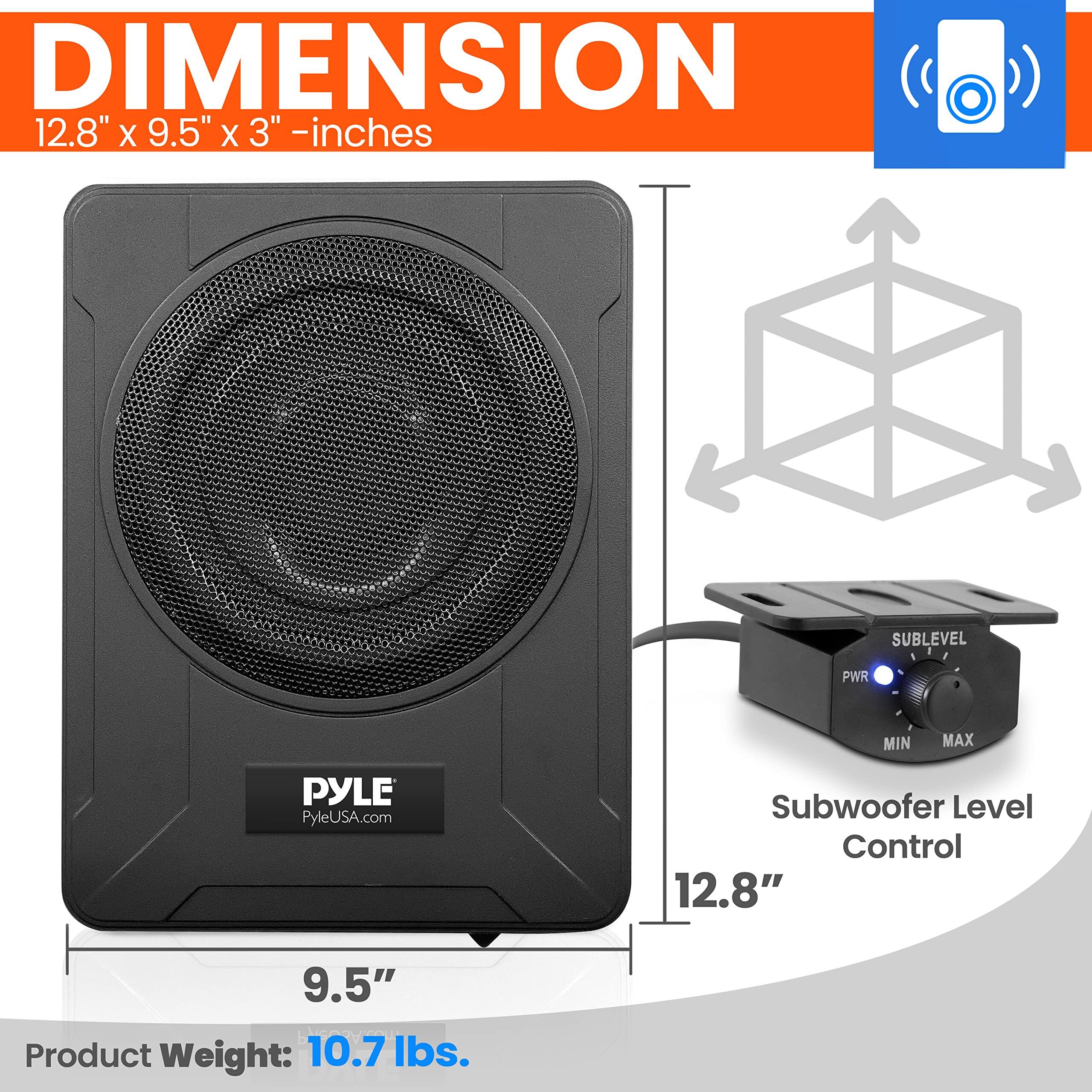 DIMENSION 12.8" X 9.5" X 3" - inches  
SUBLEVEL 1  
PWR MIN MAX  
PyleUSA.com  
Subwoofer Level Control  
Product Weight: 10.7 lbs.