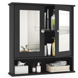 SlickBlue - Wall-Mount Mirror Cabinet for Bathroom Storage and Organization - Black