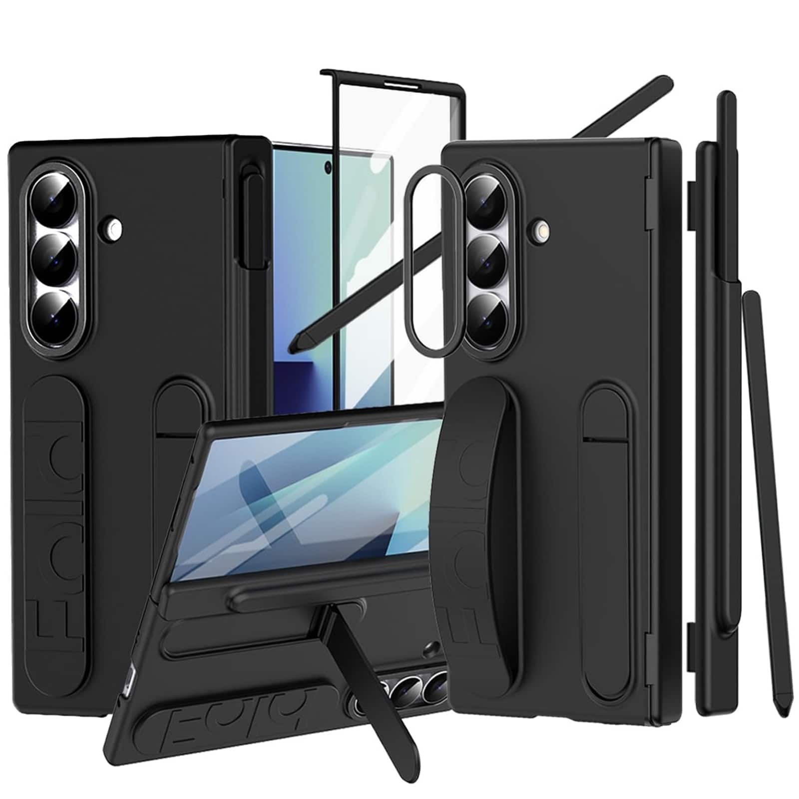 Dteck - For Samsung Galaxy Z Fold8 Ultra Case Built-in Screen Protector Shockproof Pen Slot Silicone Wristband Hinge Cover+Pen - Black price history on PriceWatchPro