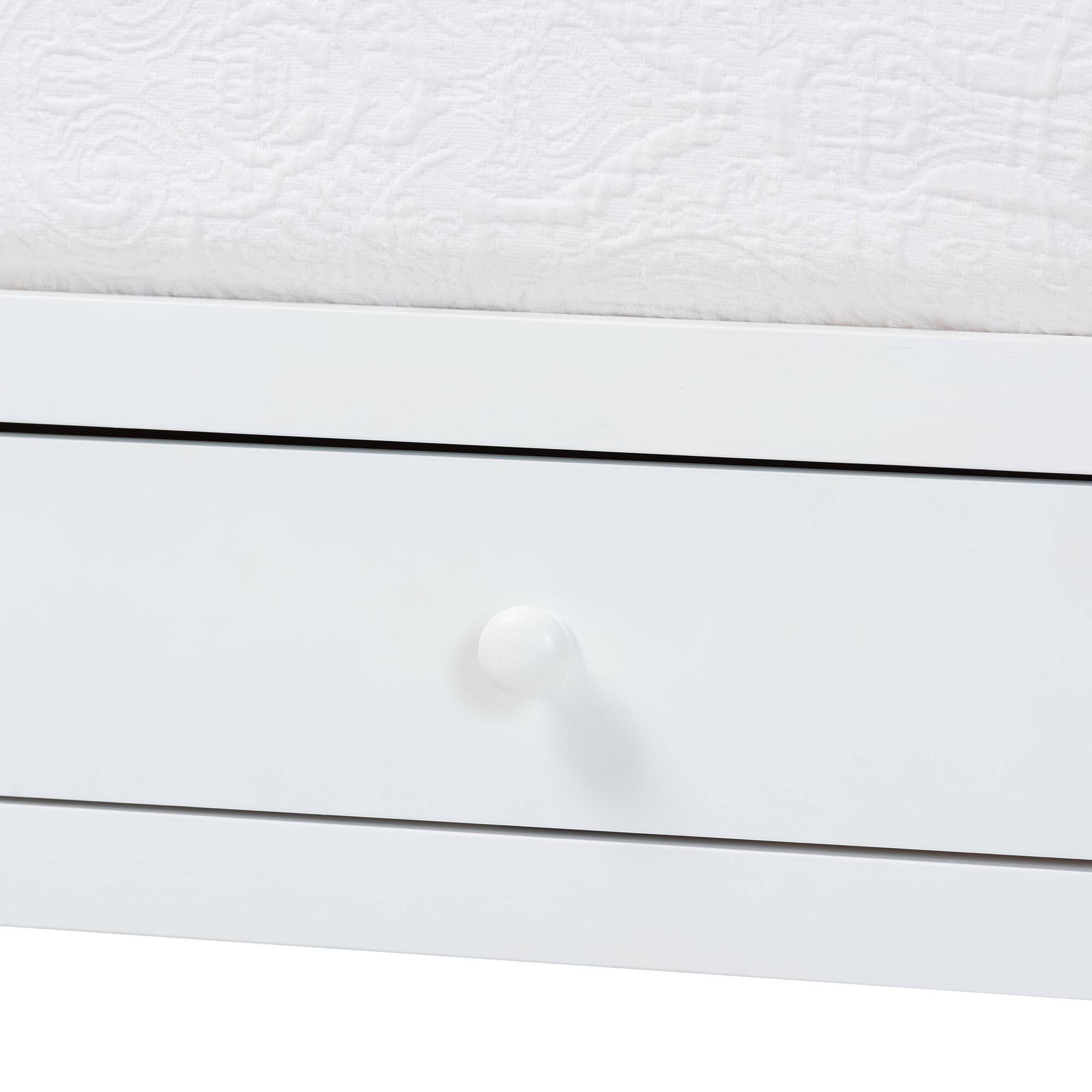 Alt View 4. Baxton Studio - Lucera 3-Drawer Daybed with Bobbin Frame, Full - White.