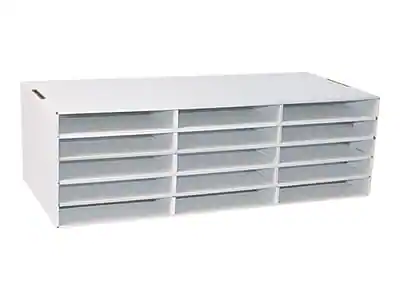 Front. Pacon - Pacon Classroom Keepers Stackable Cardboard File Organizer, 12.88" x 29.25" x 9.38", White (001310) - White.