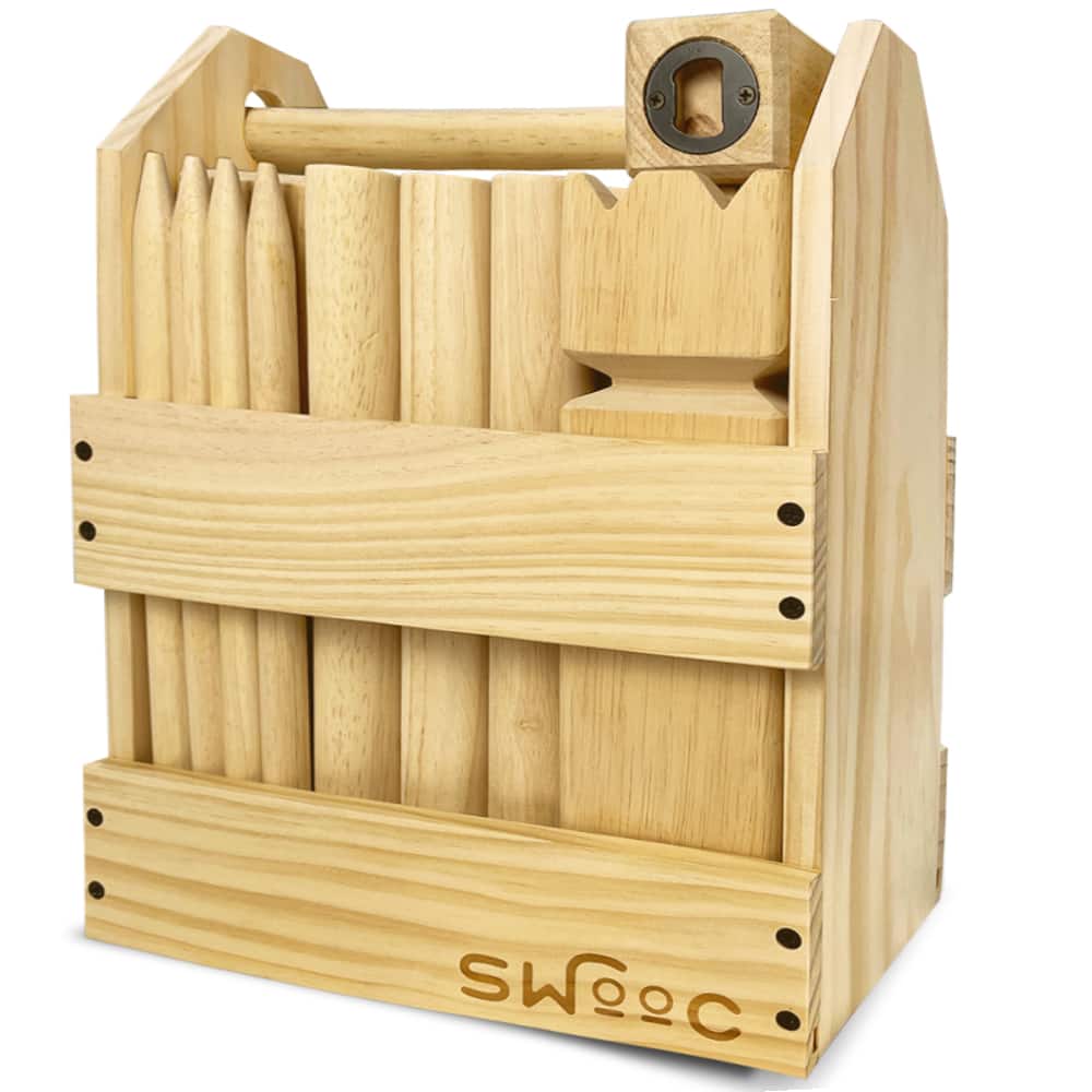Swooc Games - Kubb Yard Game Set - Premium Hardwood Viking Chess Set w/ Wood Crate - For Adults & Kids - Backyard Size Kubb Game - Beige price history on PriceWatchPro