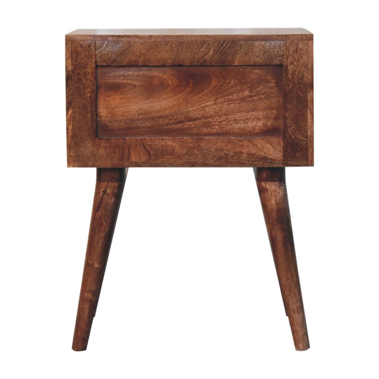Alt View 5. Artisan Furniture - Artisan Furniture Solid Wood Honey Caramel Edessa Bone Inlay Bedside, 2 Drawers, Nordic Legs, Black and White - Caramel.