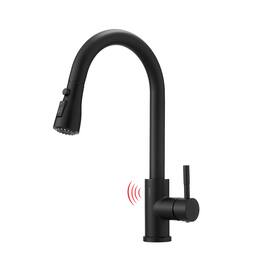 Ropilly - Touchless Kitchen Faucet Kitchen Sink Faucet with Pull Out Sprayer Motion Sensor Single Handle - Black