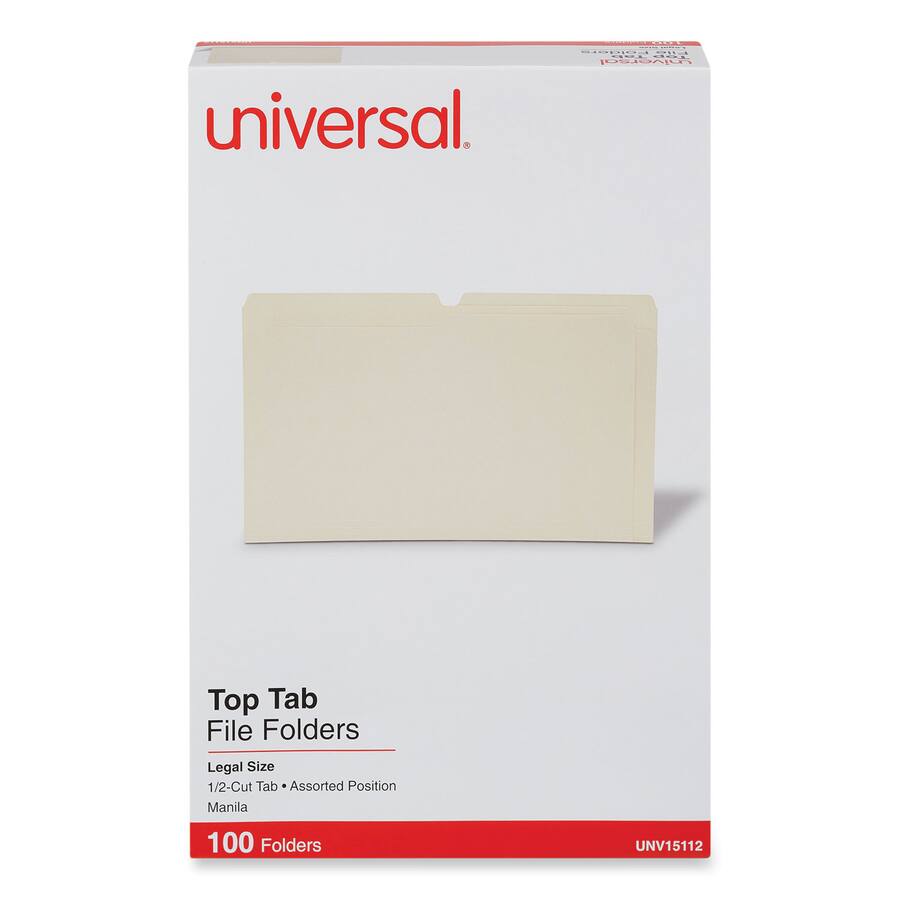 File Folder Top Rab Universal Top Tab File Folders 1/2 Cut Tabs: Assorted Legal Size 0.75 ...