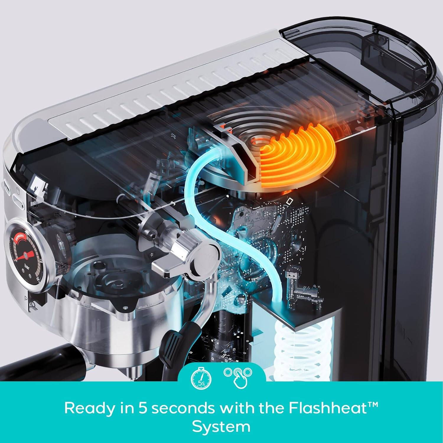 Ready in 5 seconds with the Flashheat™ System