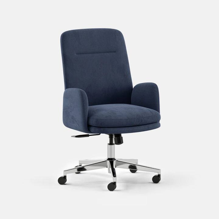 Angle. Branch Furniture - Branch Softside Mid-Century Modern High Back Office Chair – Removable Arms, Adjustable Height, Cloud-Like Comfort - Indigo.