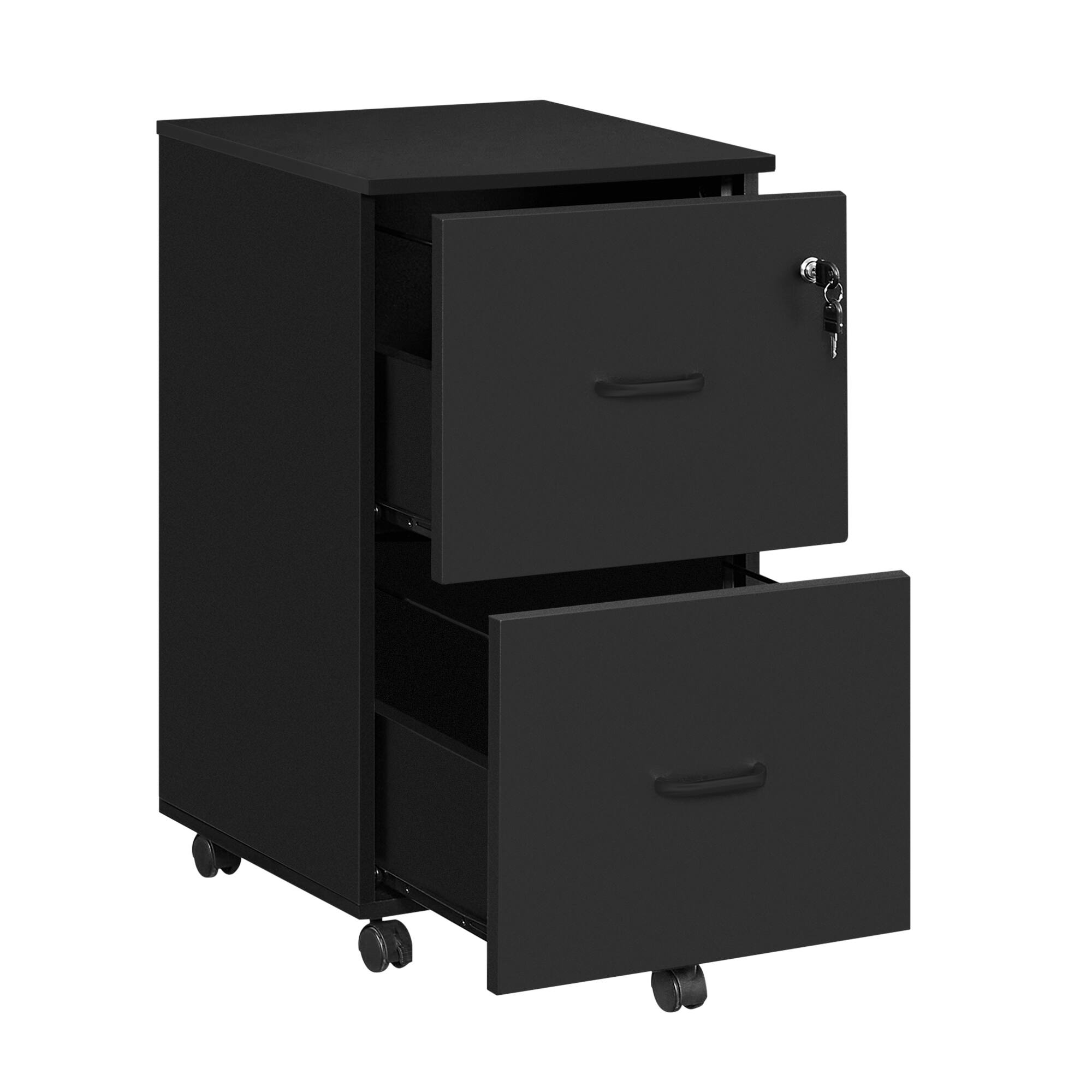 Front. Songmics Home - 2-Drawer File Cabinet, Locking,Small Rolling File Cabinet, Printer Stand,A4,Letter-Size Hanging Files,Assembly Required - Ink Black.