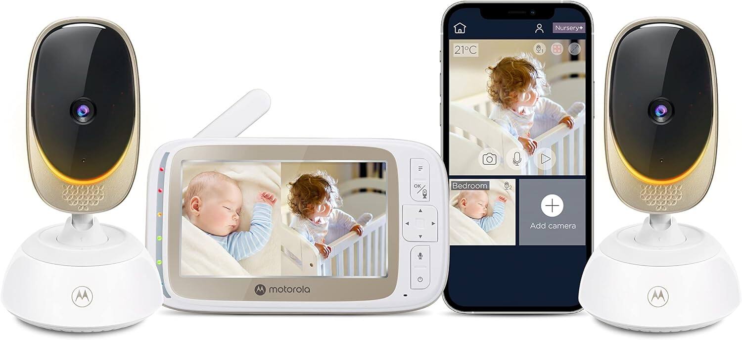 Motorola - Refurbished Excellent - VM85-2 CONNECT 5.0” Wi-Fi® Video Baby Monitor with Mood Light - Two Camera Set - White