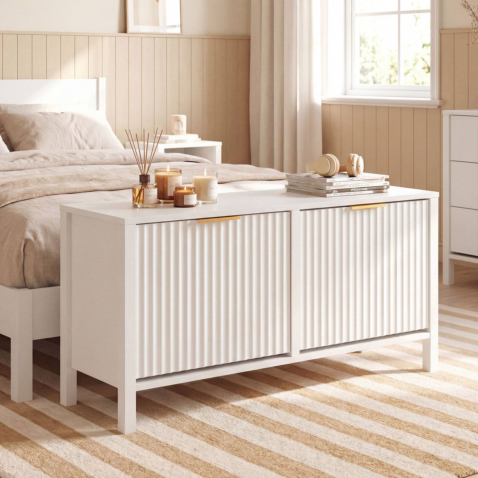 Alt View 3. Gymax - Gymax Shoe Storage Bench Narrow Wooden Entryway Bench w/ 2 Flip Drawers for Hallway - White.