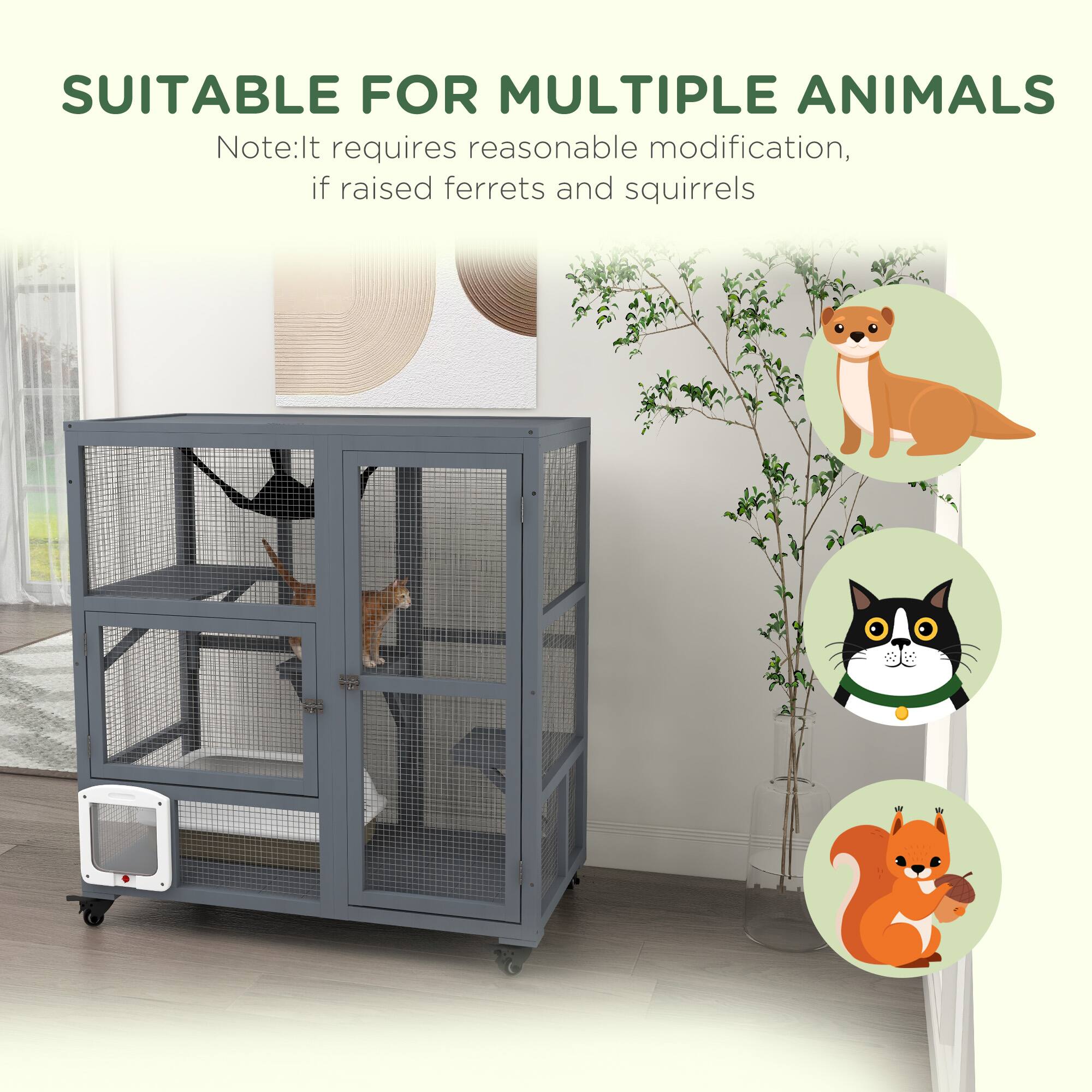 SUITABLE FOR MULTIPLE ANIMALS

Note: It requires reasonable modification, if raised ferrets and squirrels