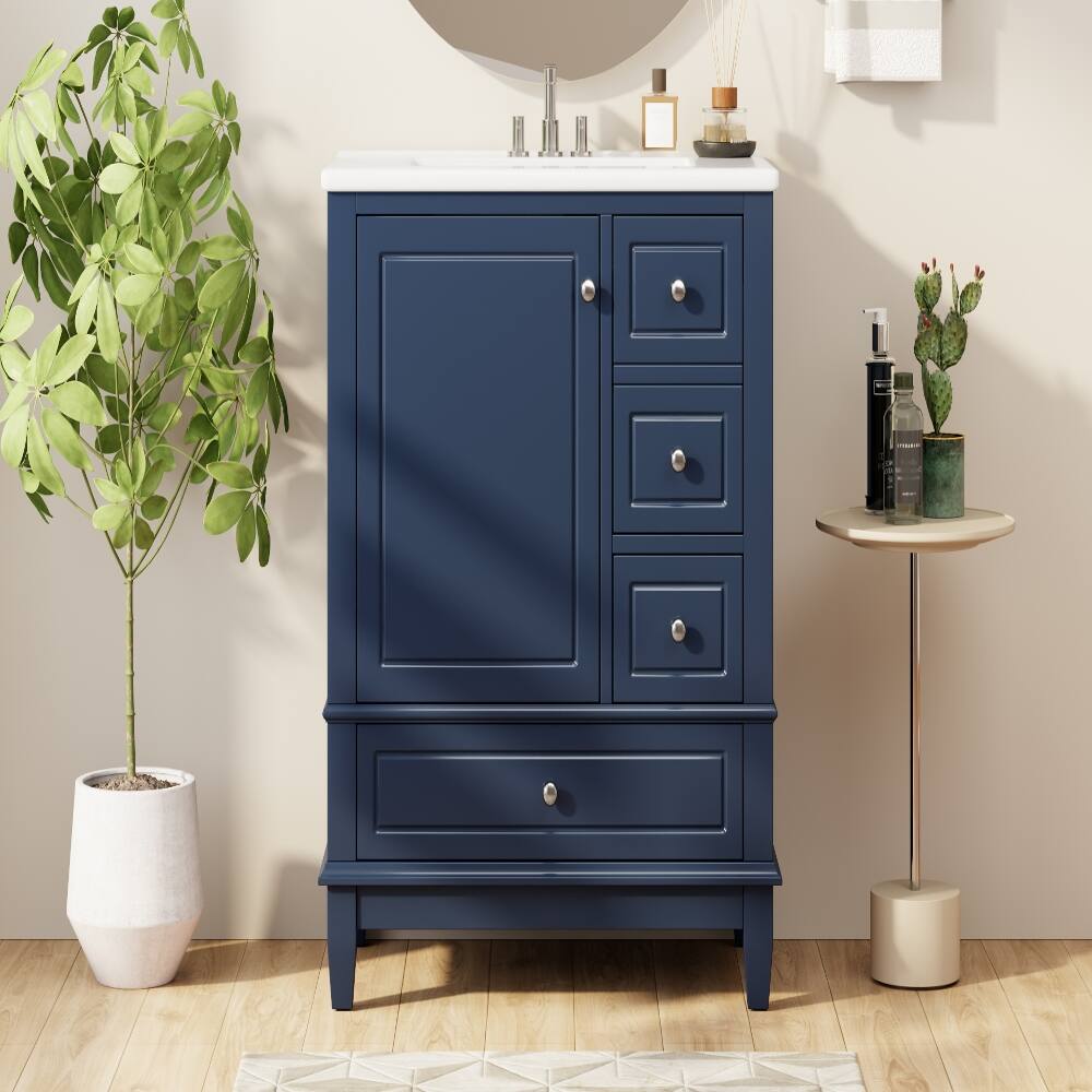 Angle. Loheer - Loheer 30 inch bathroom vanity with sink Solid Wood Frame Blue - Blue.
