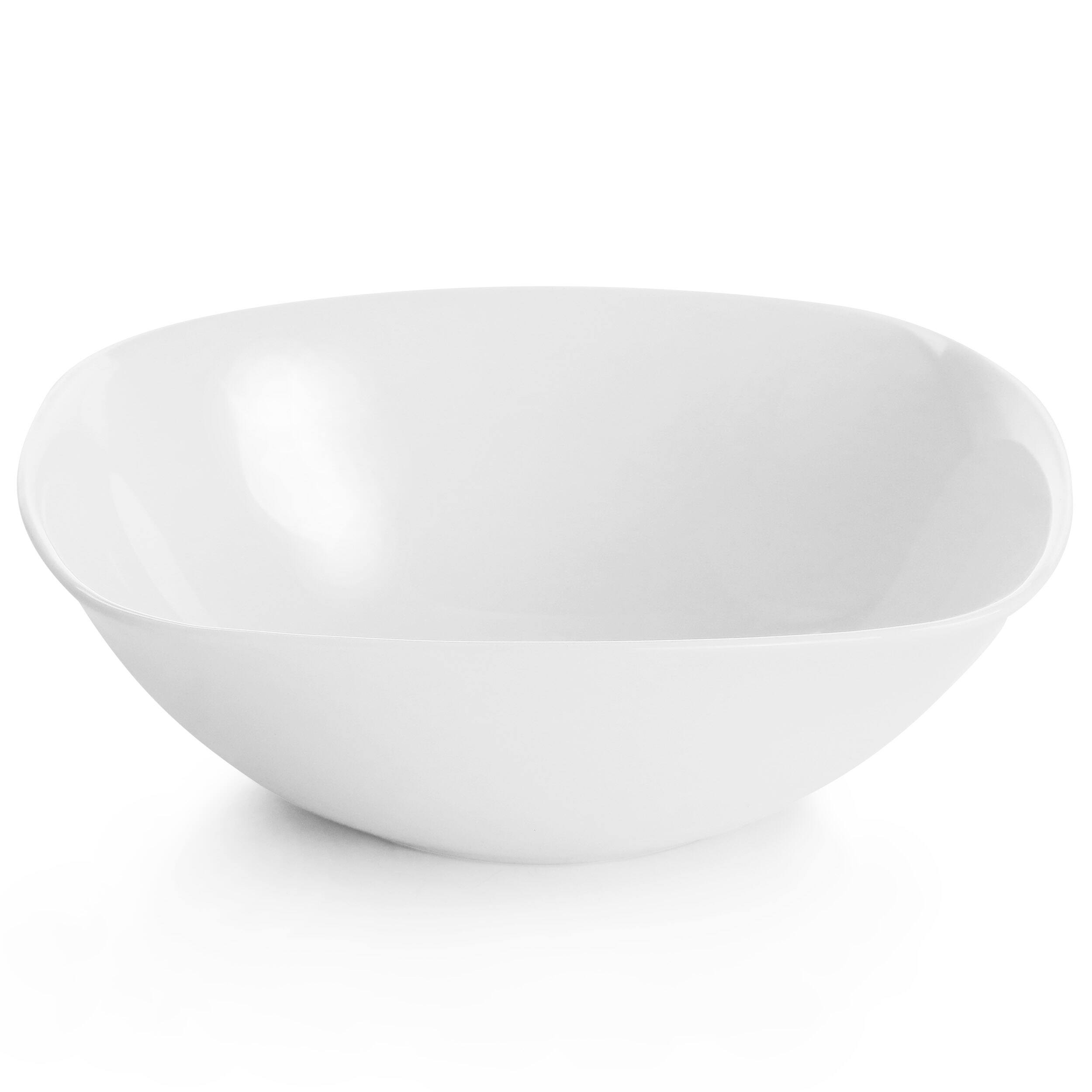 Alt View 4. Gibson - Gibson Ultra Piazza 18 Piece Soft Square Tempered Opal Glass Dinnerware Set in White - White.