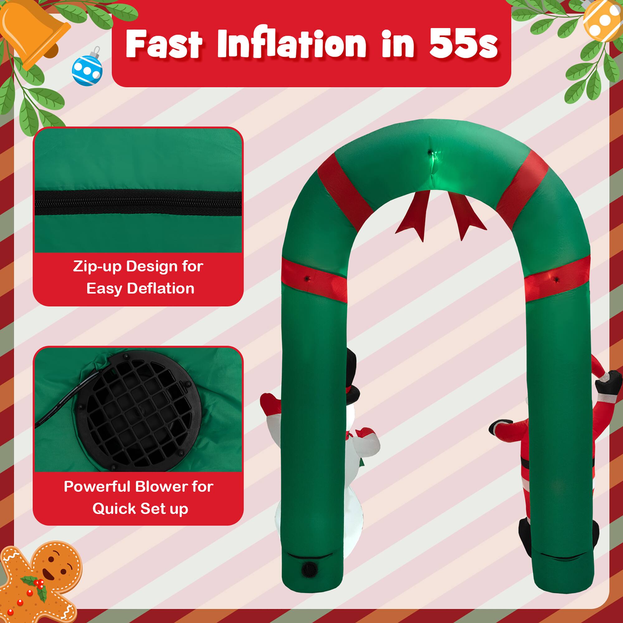 Fast Inflation in 55 seconds Zip-up Design for Easy Deflation Powerful Blower for Quick Set up