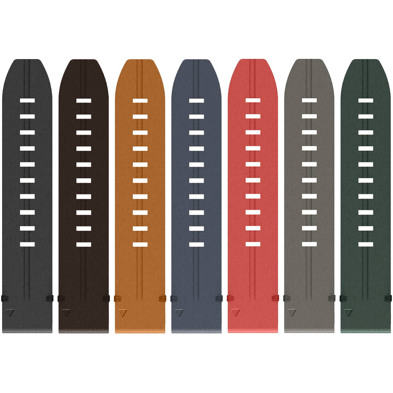 Alt View 4. StrapsCo - Italian Leather Strap QuickFit 22 Watch Band For Garmin Quatix 8 – 47mm (Extra Long) - Ember.