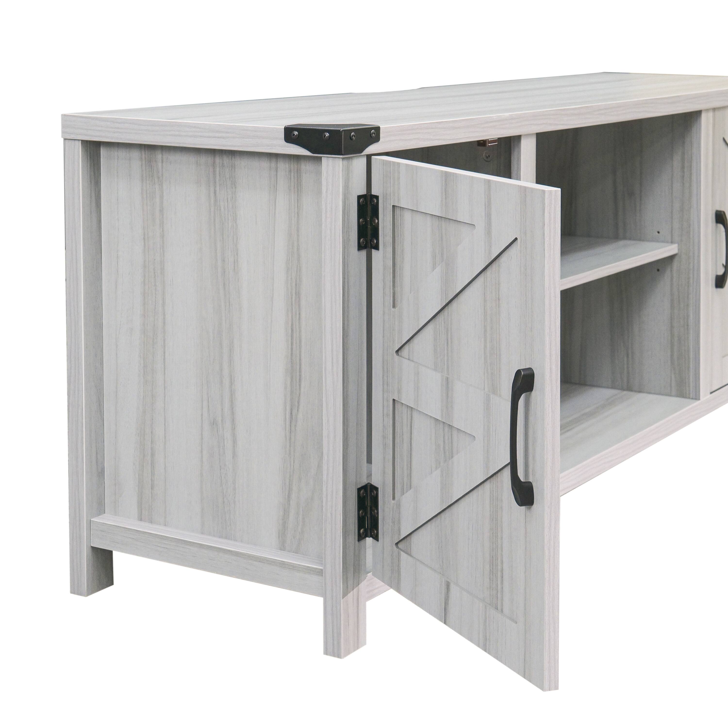 Alt View 9. Emma + Oliver - 59 Inch Barn Door TV Stand Fits up to 65" TV's with Adjustable Shelf - Light Gray.