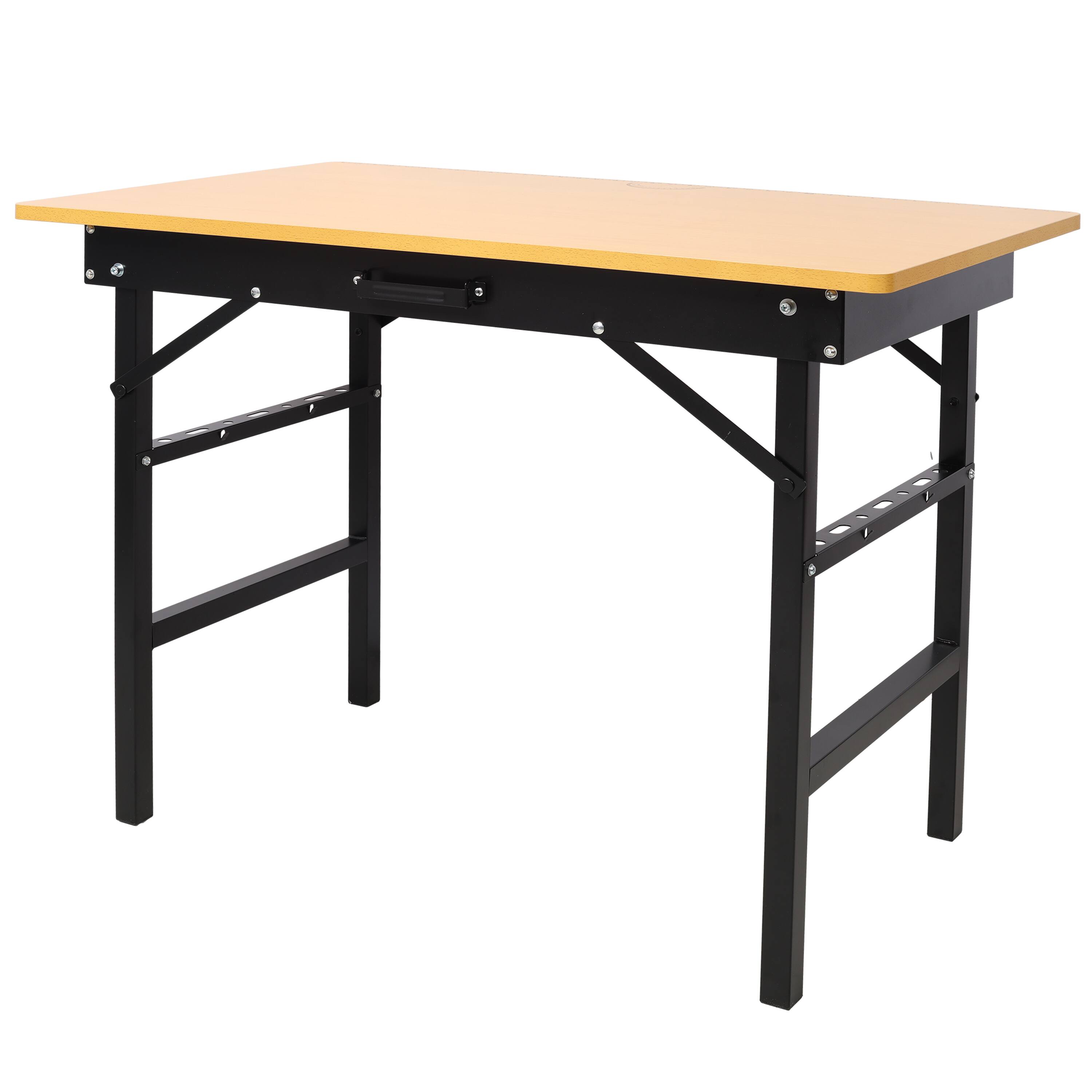 Alt View 5. GOODSILO - Portable Folding Work Table with Measuring Tape & Angle Finder, Foldable Workbench, Workshop Tool Bench with Handle - Black.
