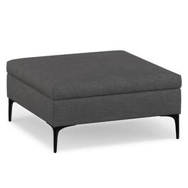 Simpli Home - Rebecca 36 inch Mid Century Coffee Table Storage Ottoman with Lift Up Lid Polyester Linen, Assembled - Slate Grey