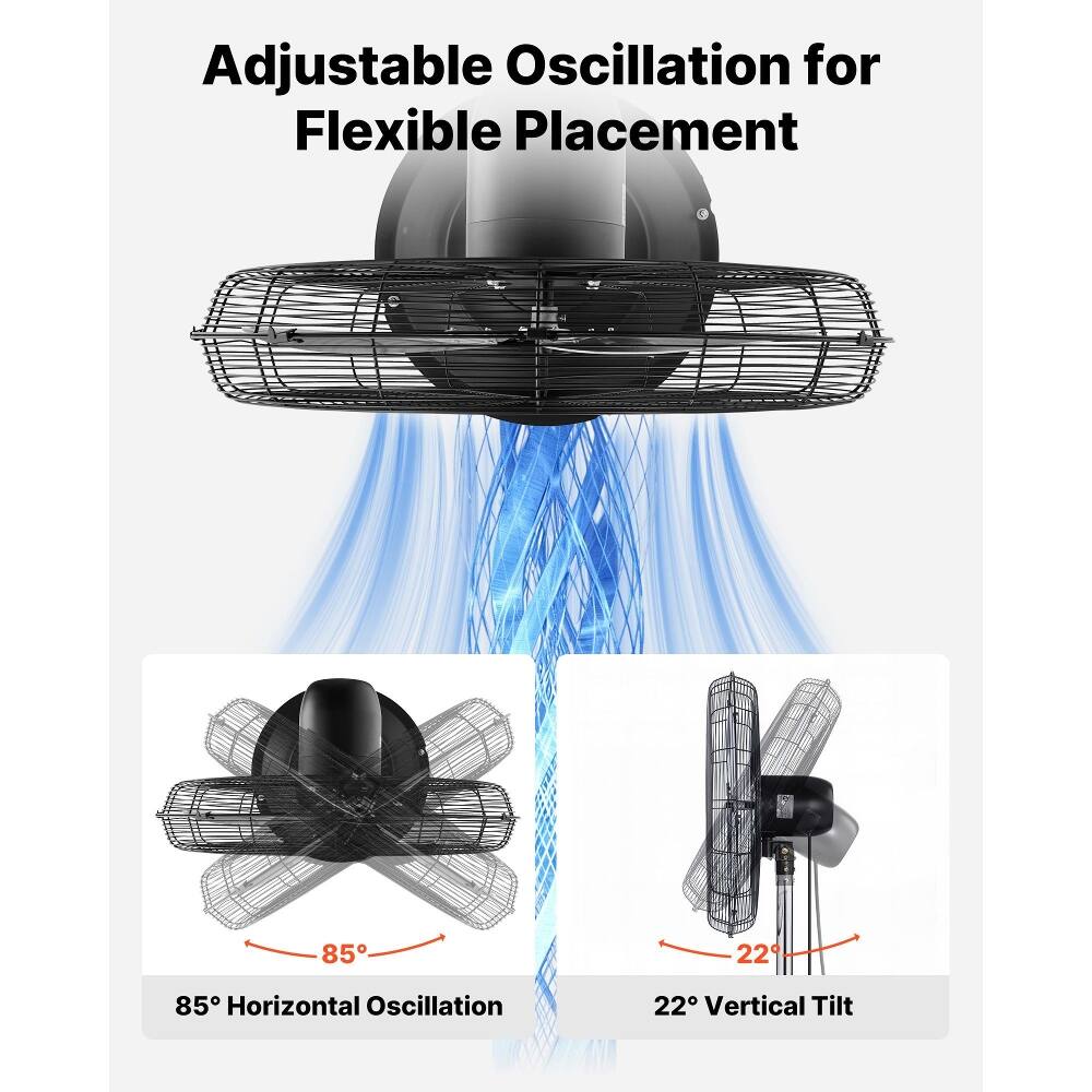 Adjustable Oscillation for Flexible Placement  
85° Horizontal Oscillation  
22° Vertical Tilt