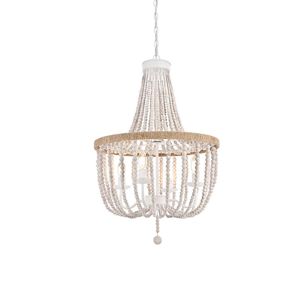 Left. Living District - Jolie 20 Inch Beaded Pendant In Antique White - Antique White.