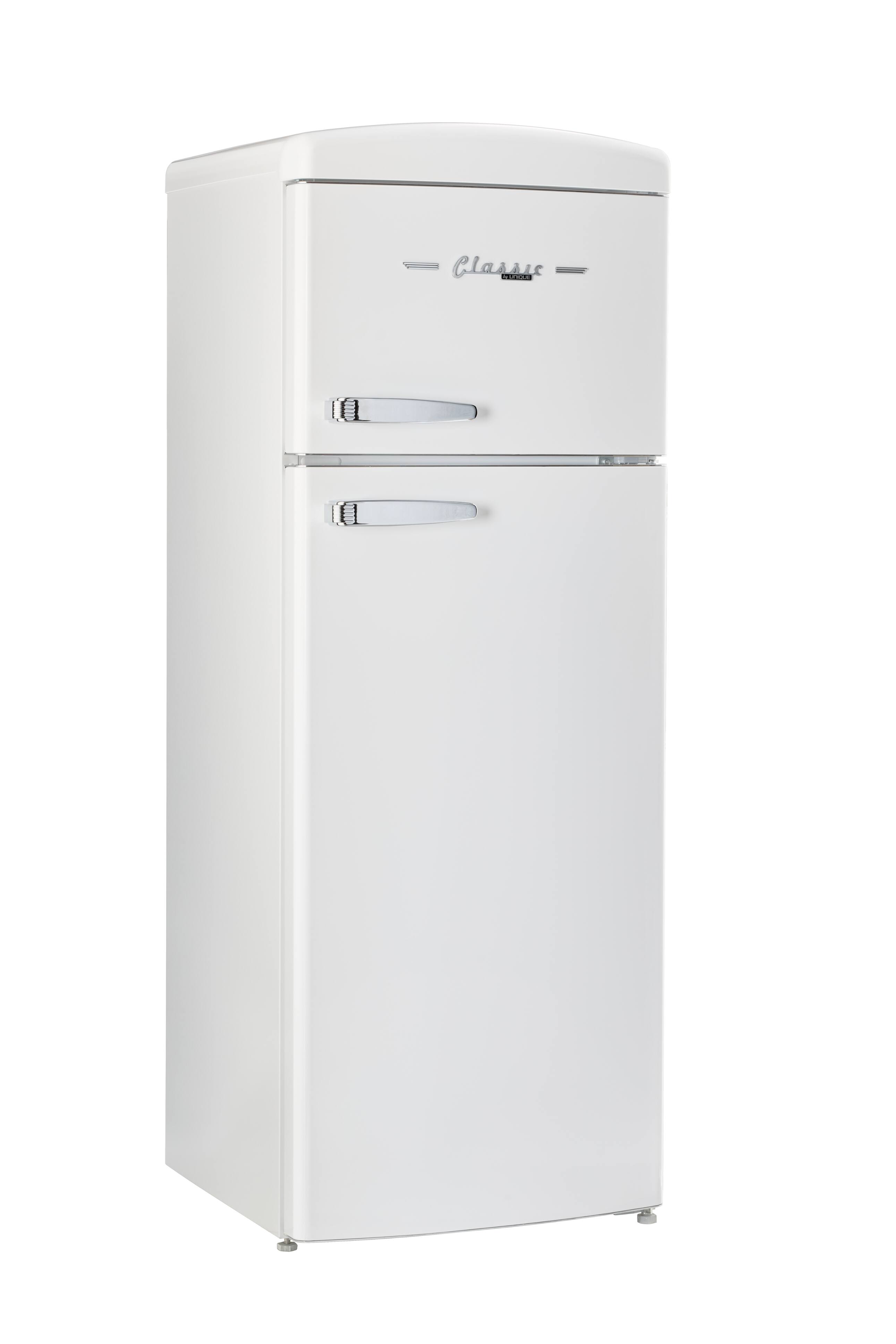 Angle. Unique Appliances - Classic Retro 7.5cu.ft Compact Top Freezer Refrigerator - Marshmallow White.
