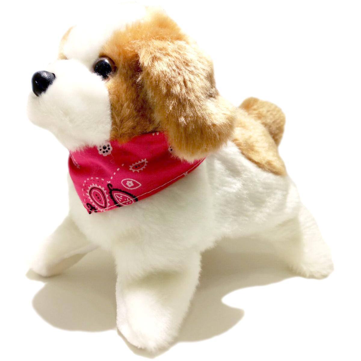 Alt View 2. JuzToys - Stuffed Animal Walking Dog Toy for Kids – Barks, Sits, Walks, and Flips, Interactive Stuffed Dog Puppy, Brown/White - White.