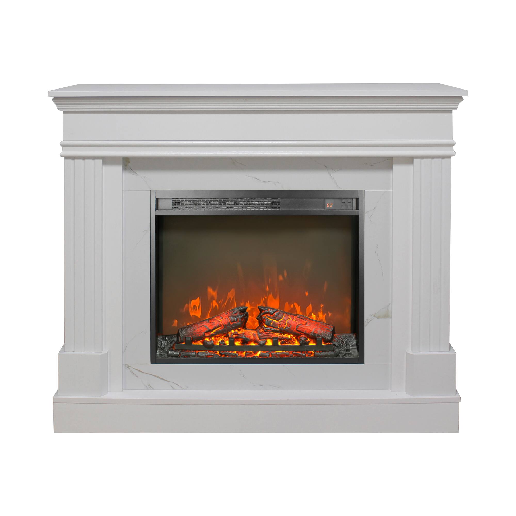 Alt View 7. Tiramisubest - 44" Electric Fireplace with Mantel,23" Fireplace Insert Heater,Realistic Log and Flame Effect,Remote Control,Timer - Jasmine White.