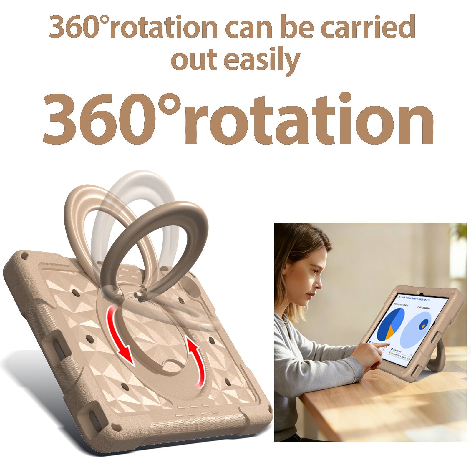 360° rotation can be carried out easily  
360° rotation