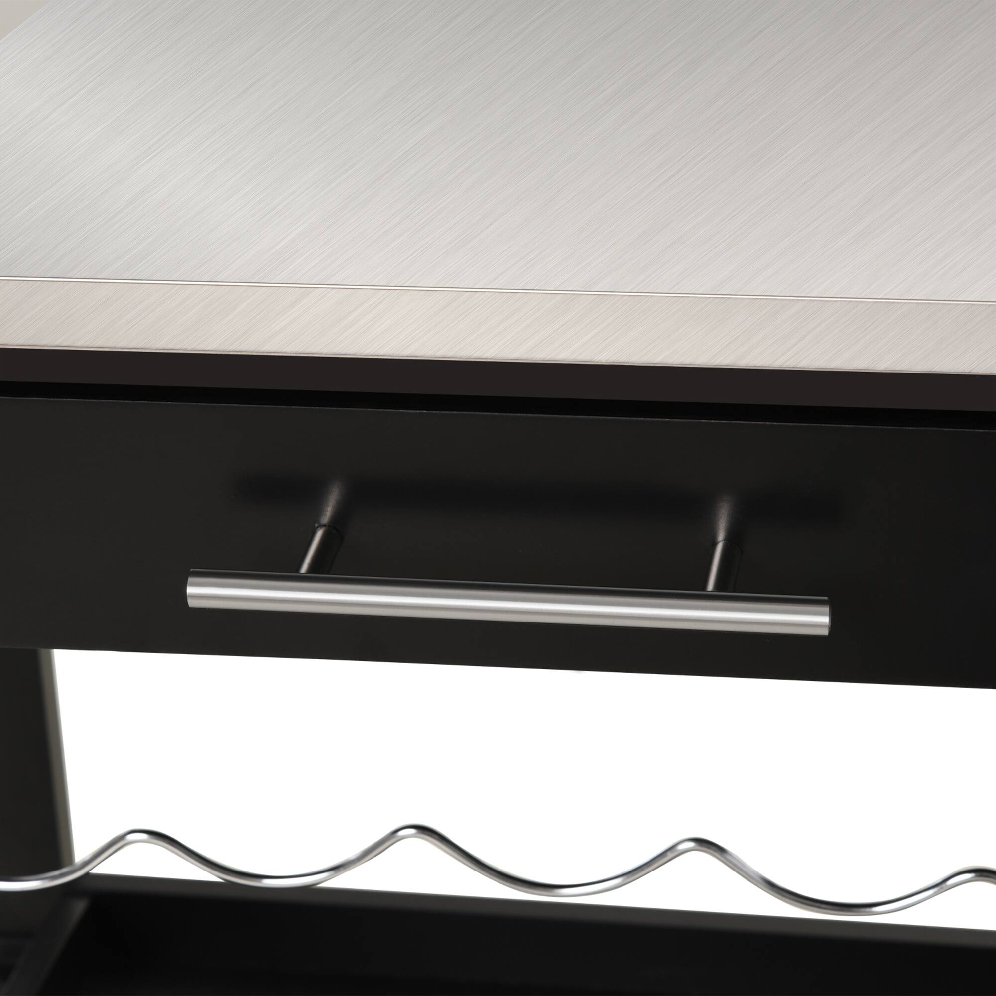 Alt View 4. Homcom - Kitchen island Cart Rolling Trolley Utility Serving Cart with Stainless Steel Tabletop, Wine Rack & Drawer - Black.