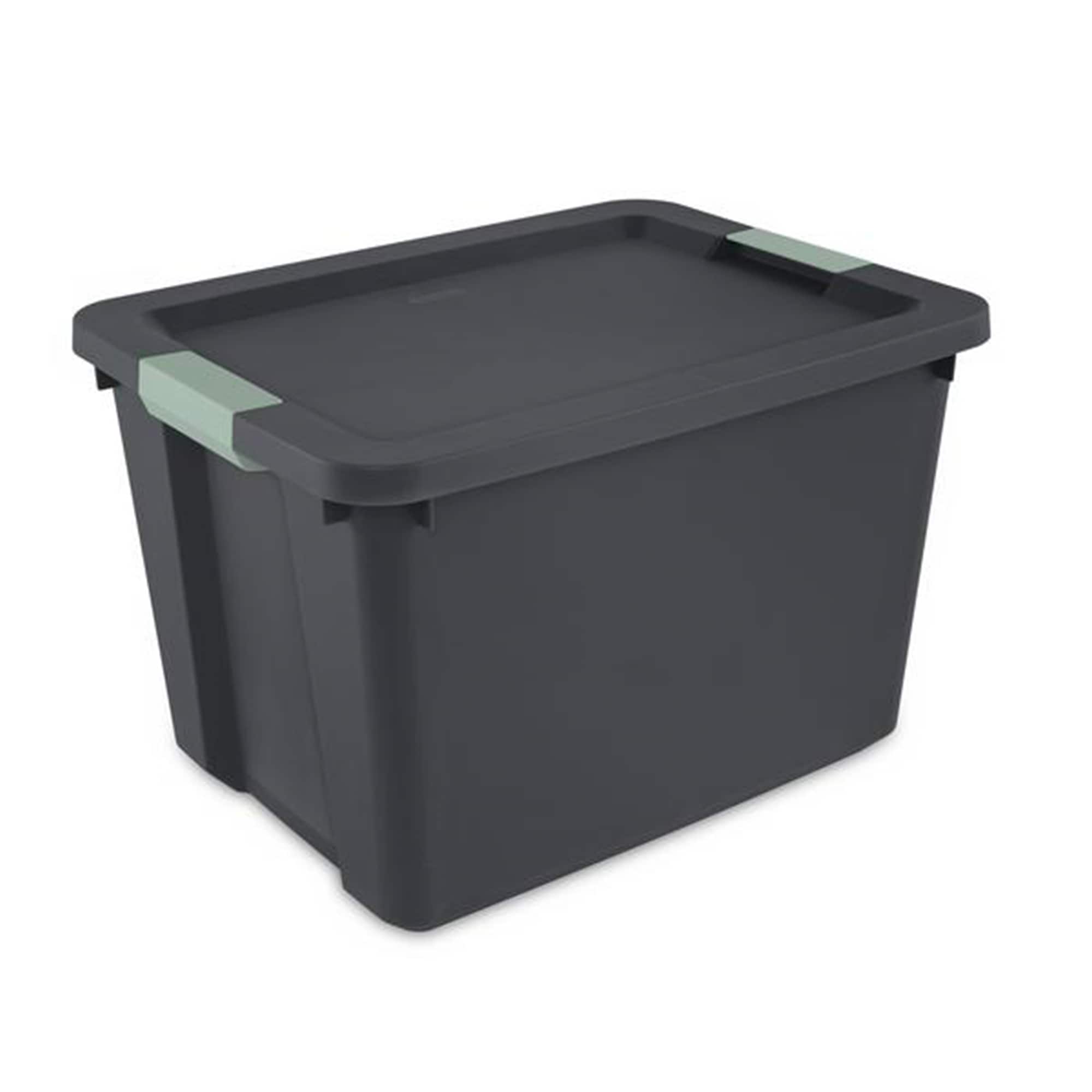 Front. Sterilite - Sterilite 24 Pack 20 Gallon Latch Tote, Stackable Plastic Storage Bin Container - Gray/Green.