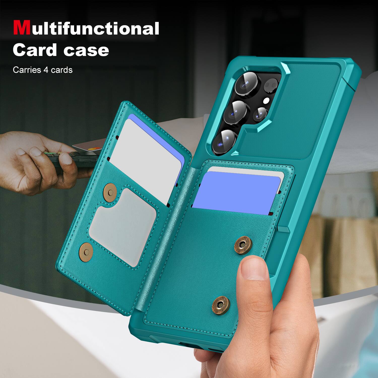 Multifunctional Card case  
Carries 4 cards