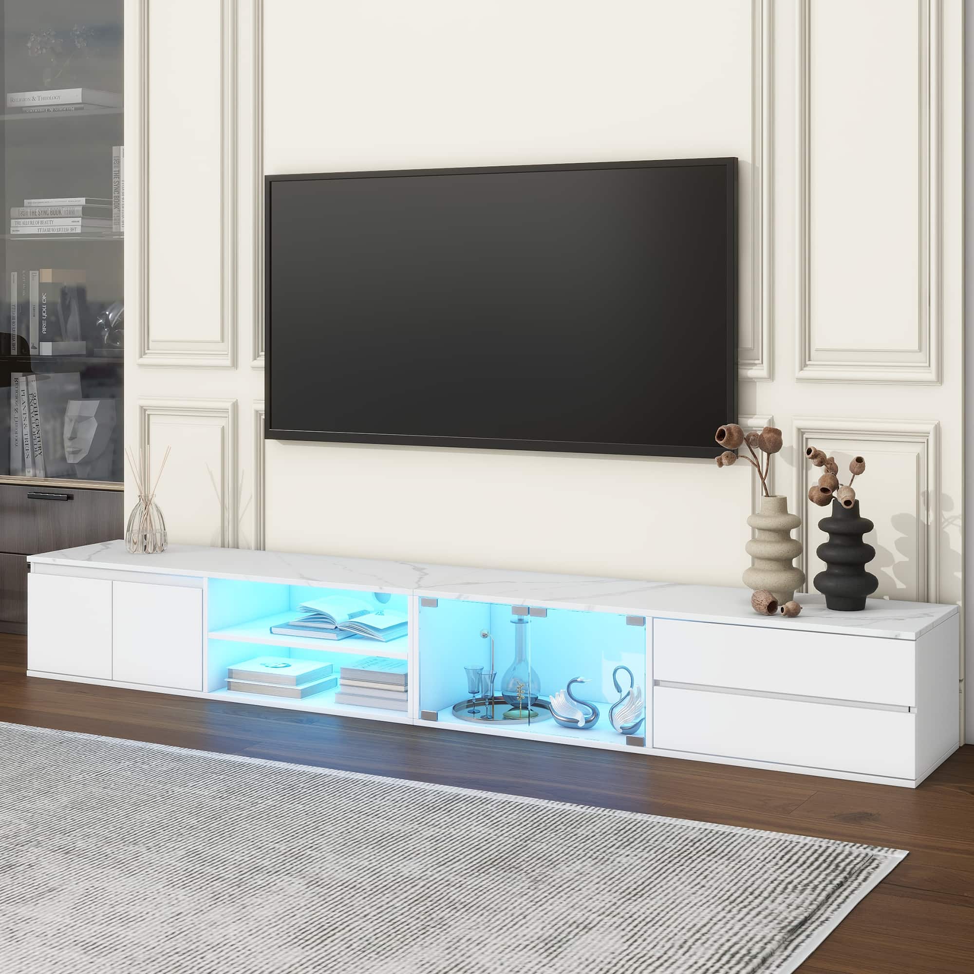 Dexmalle - Modern APP Controlled LED TV Stand for TVs Up to 105'' - White
