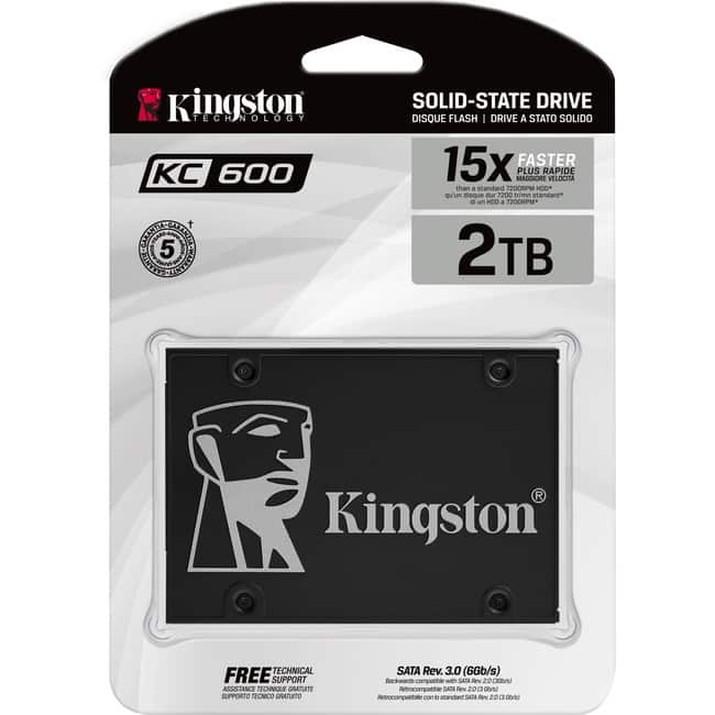 Kingston - KC600 2 TB Solid State Drive - 2.5" Internal - SATA (SATA/600) - 3.5" Carrier - Notebook, Desktop PC Device