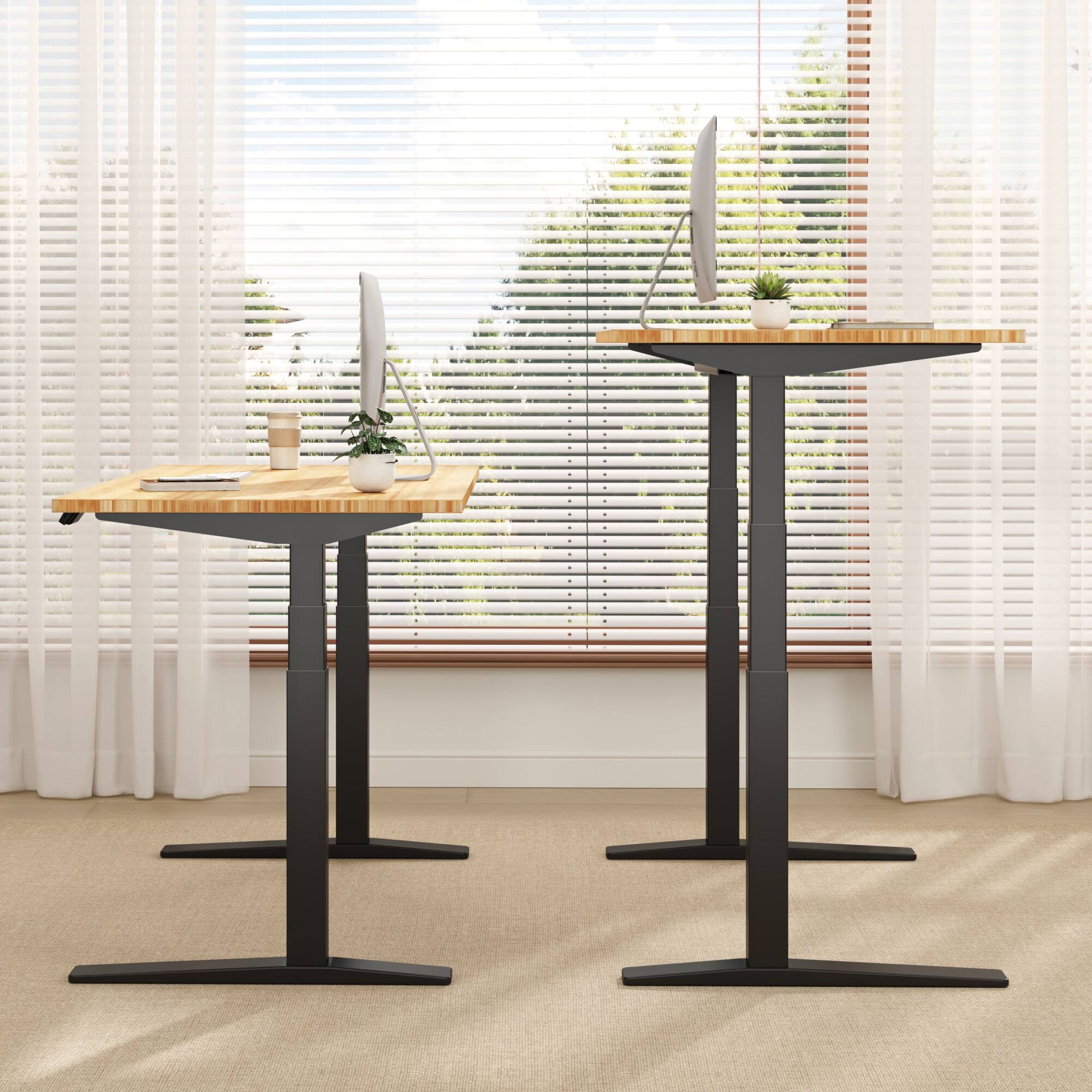 Alt View 1. FlexiSpot - FlexiSpot E7Pro 48''W Electric Adjustable Standing Desk, Bamboo/Black - Bamboo.