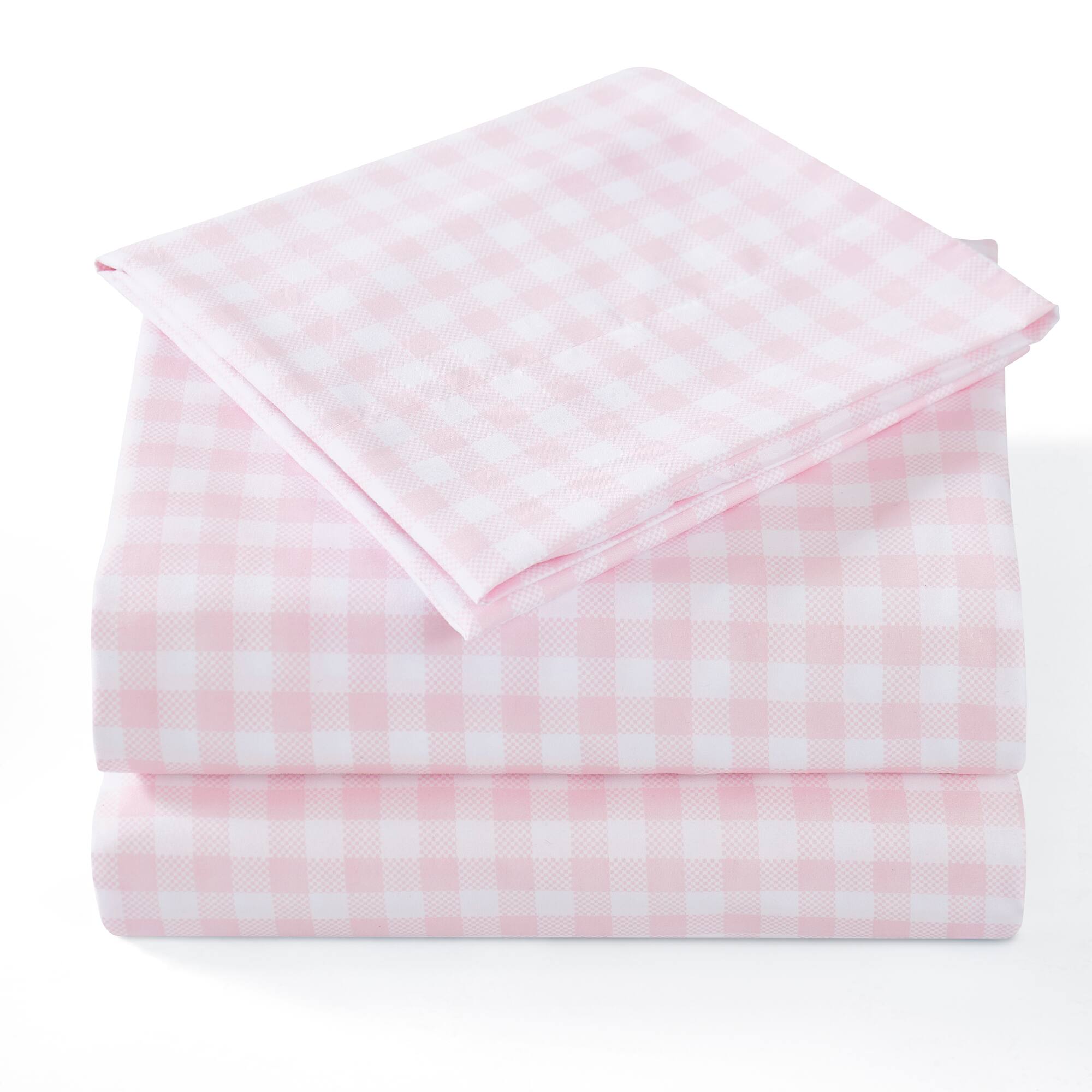 Alt View 1. Sweet Home Collection - Kids' Printed Classic & Bright Ultra Soft Microfiber Sheet Sets - Twin XL - Gingham Pink.
