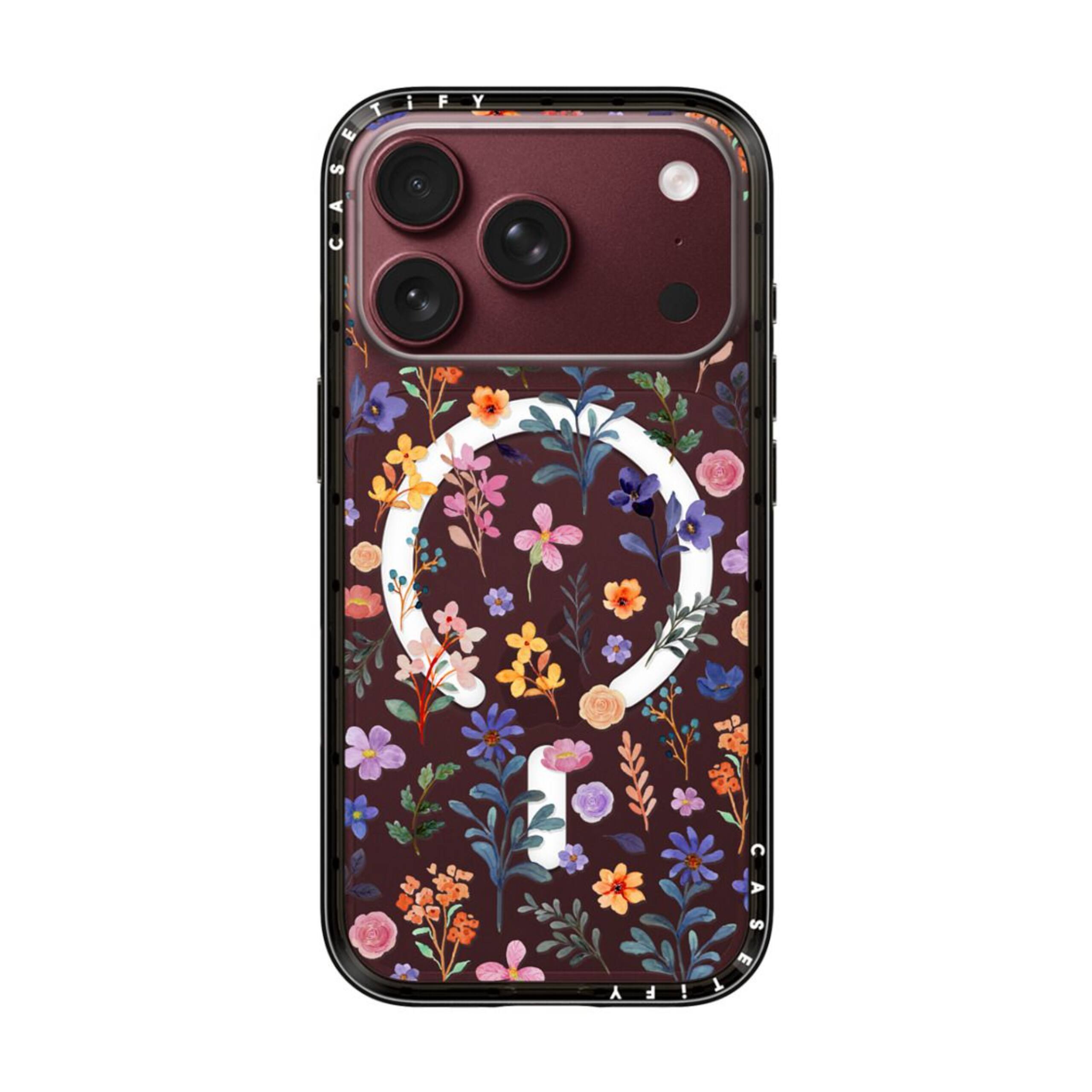 Front. CASETiFY - Compact Case MagSafe Compatible for Apple iPhone 18 Pro and 17 Pro Devices - The Wildflowers.